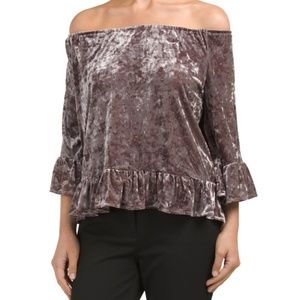 Sanctuary Boho Velvet Julia Off the Shoulder Top